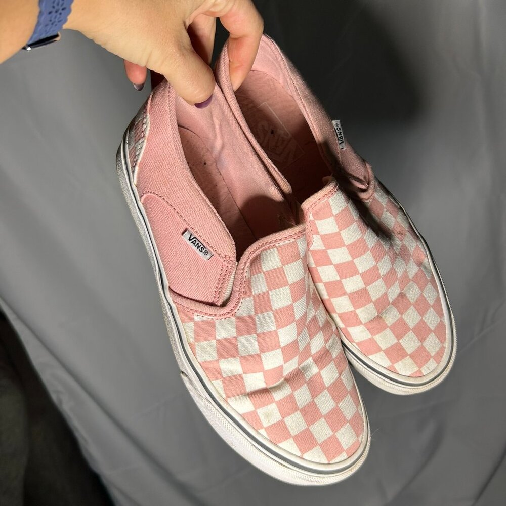 Pink and white checker vans